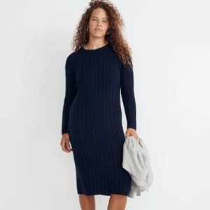 Madewell (Re)sourced Ribbed Midi Sweater Dress Navy